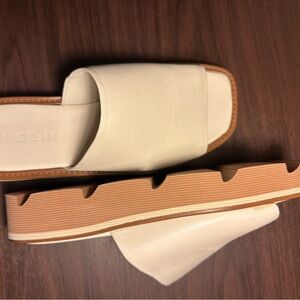 M. Gemi Italian Leather Cream Sandals with Square-Toe Design | New